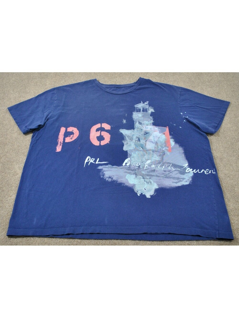 Ralph Lauren Polo Sailing Boat Ocean Beach Navy Blue Casual Shirt Size 2X-Large